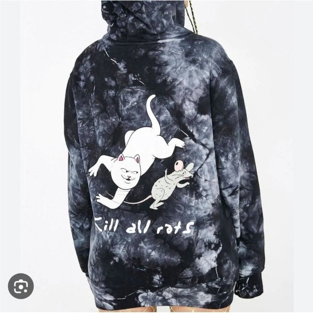 Ripndip women’s kill all rats black gray tie dye hoodie size medium